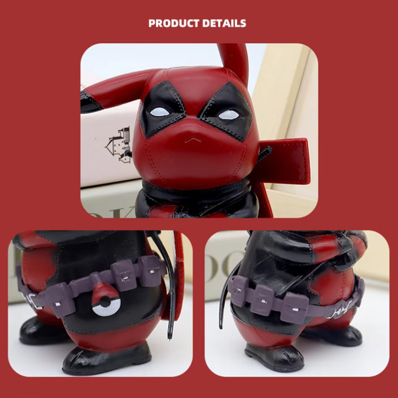 Pokemon Pikachu Deadpool 12cm Action Figure, Marvel, Decoração, Boneco, Brinquedo, Presente, Anime