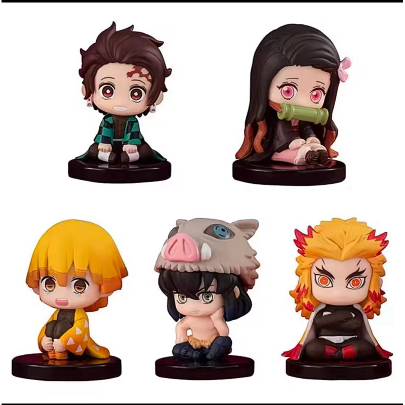 conjunto q versão demon slayer sentado fantasma boneca tanjiro inosuke zenizu figura de ação modelo brinquedos boneca