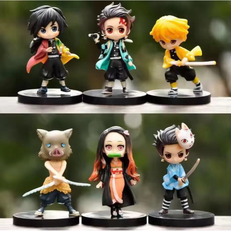 conjunto q versão demon slayer sentado fantasma boneca tanjiro inosuke zenizu figura de ação modelo brinquedos boneca