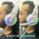 Fone De Ouvido Headset Gamer Profissional Branco Led RGB PC USB P2/P3 Celular Vídeogame Xbox PS4 PS5