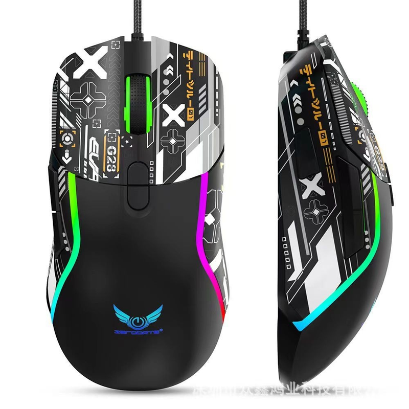 Mouse Gamer com Fio RGB Estilo Cyberpunk 16000 DPI 7 Botõe