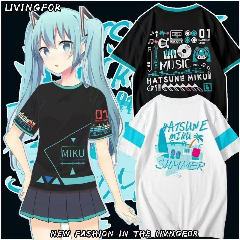 Hatsune Miku Anime Camiseta De Manga Curta Shorts Terno Vocaloid Roupas Masculinas E Femininas