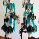 Hatsune Miku Cosplay Traje Para Mulheres Adulto Couro Pano Colete Camisa Saia Conjunto Vocaloid Anime Japonês Roupa De H