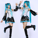 Hatsune Miku Cosplay Traje Para Mulheres Adulto Couro Pano Colete Camisa Saia Conjunto Vocaloid Anime Japonês Roupa De H