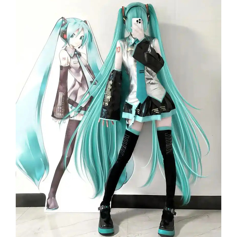 Hatsune Miku Cosplay Traje Para Mulheres Adulto Couro Pano Colete Camisa Saia Conjunto Vocaloid Anime Japonês Roupa De H